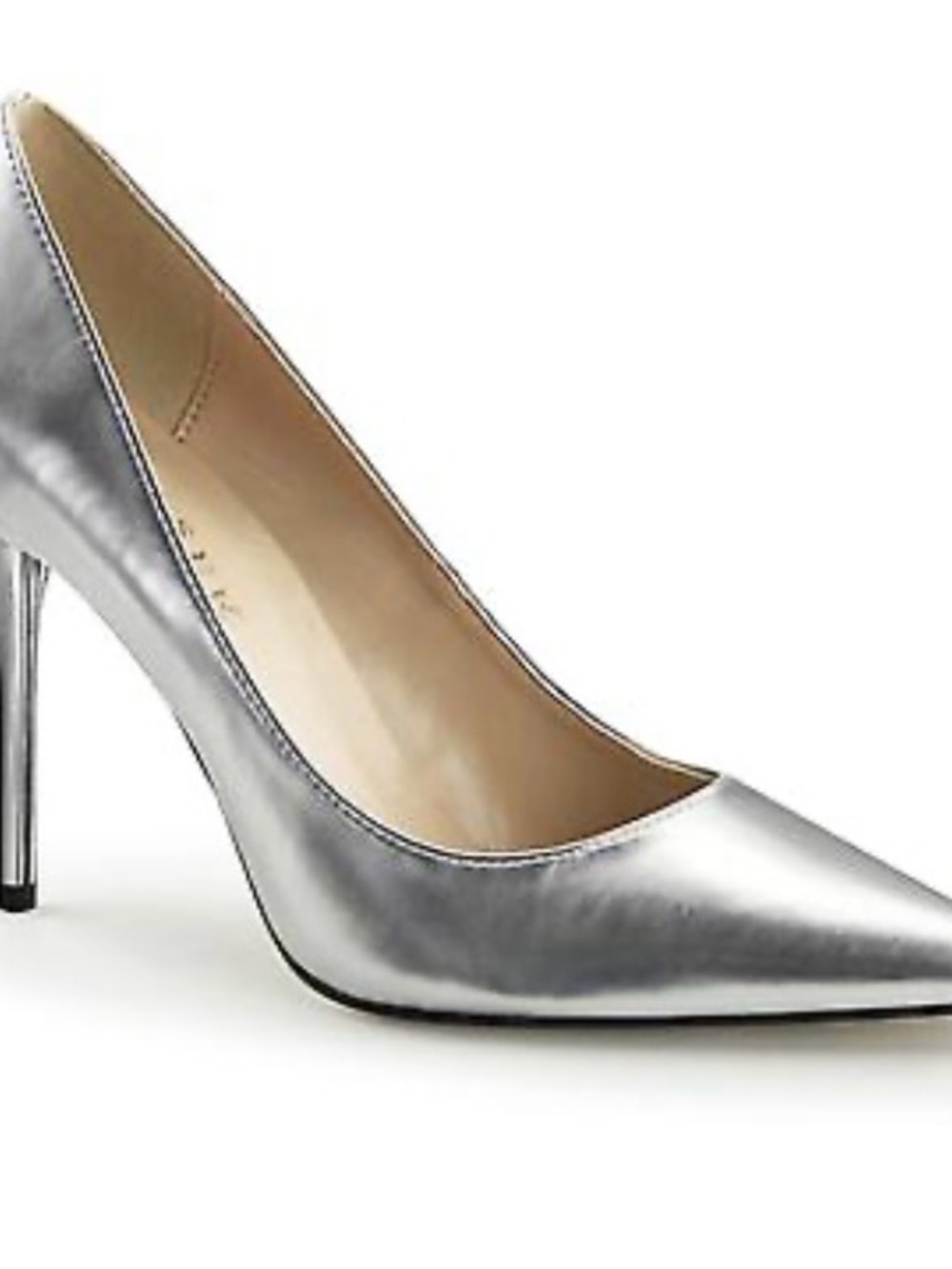 Pleaser Metallic Silver Pointed Toe Heels